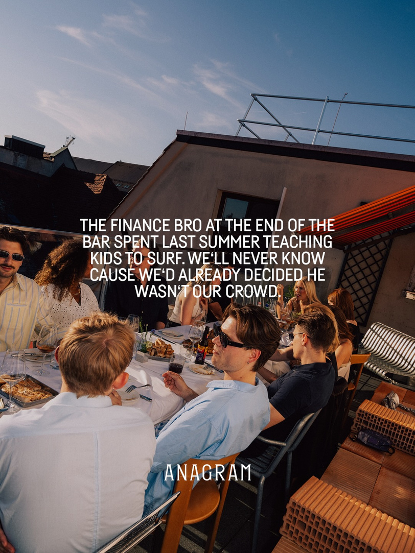 ANAGRAM: The finance bro at the end of the bar spent last summer teaching kids to surf.